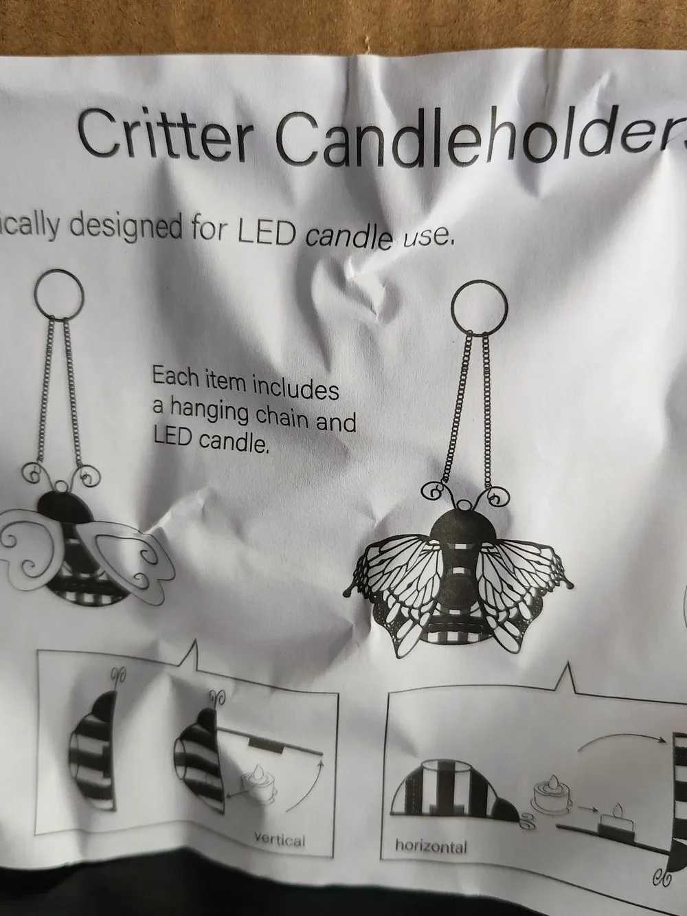 Citter Candleholder Bee - LED Candle Use Hanging Chain & LED candle Included